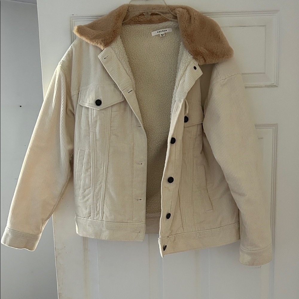 PacSun Tan and Cream Faux Fur Jacket